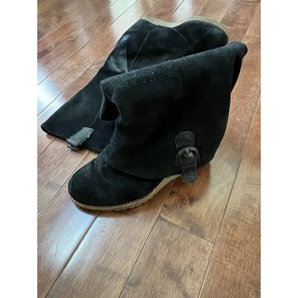 Ash Black Suede Over-the-Knee Wedge Boots